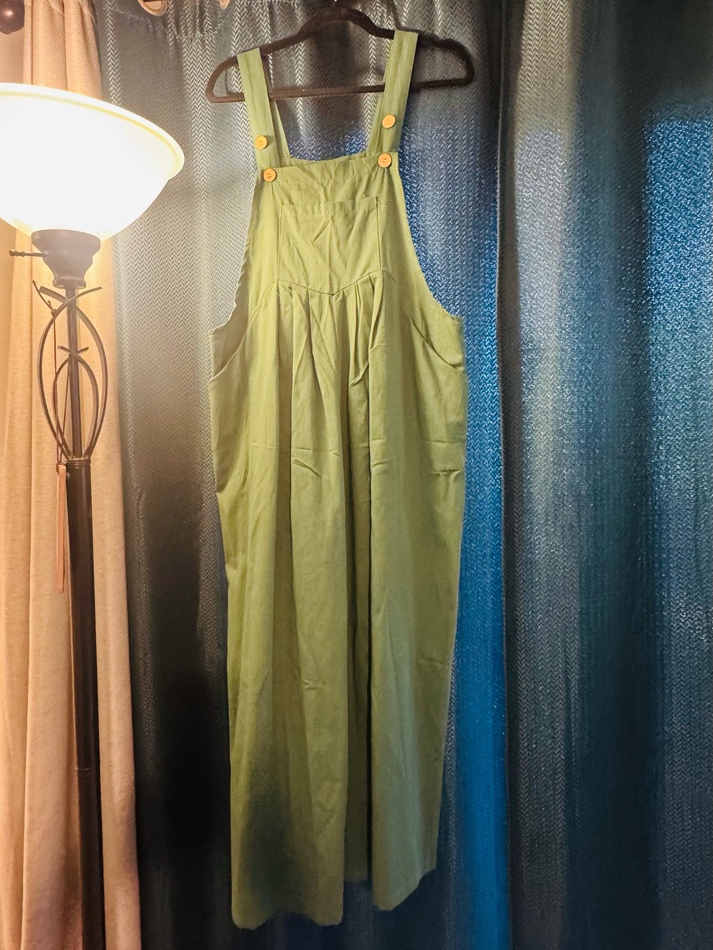 Olive Green Wide-Leg Overalls Jumpsuit XL